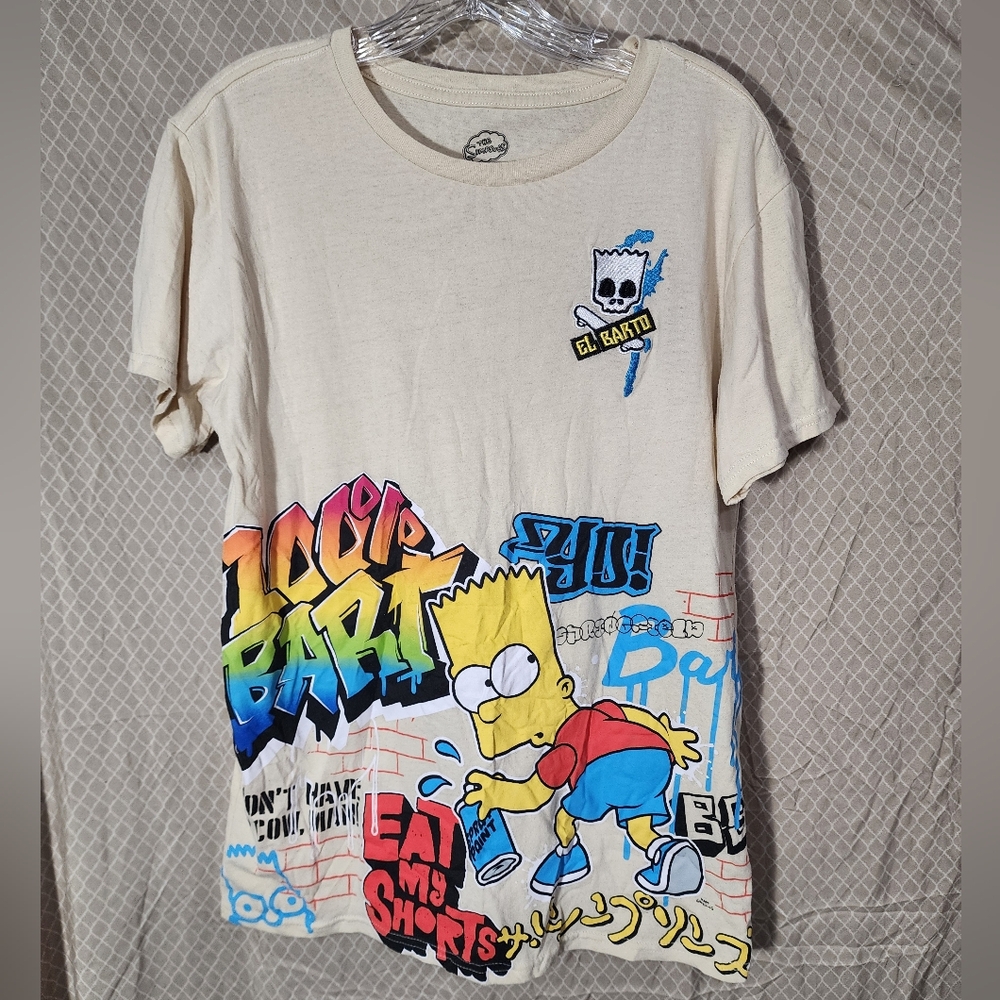 20th Century Fox Bart Simpson EL Barto Graffiti T Shirt Adult White Size Medium